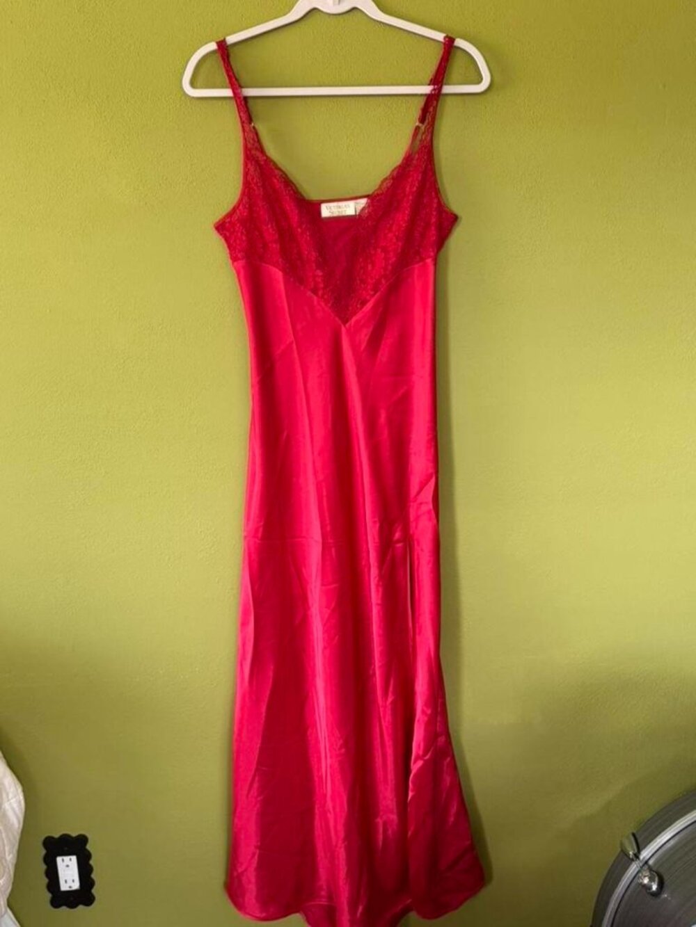 Vintage Gold Label Victoria's Secret Red Long Nightgown Chemise Slip Dress